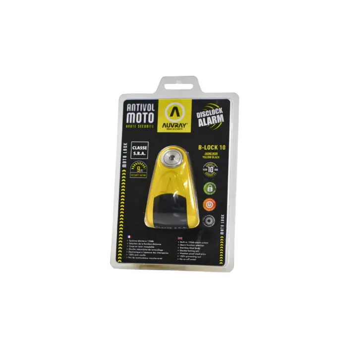 ANTIVOL SRA BLOC DISQUE+ALARME D=10 JAUNE 