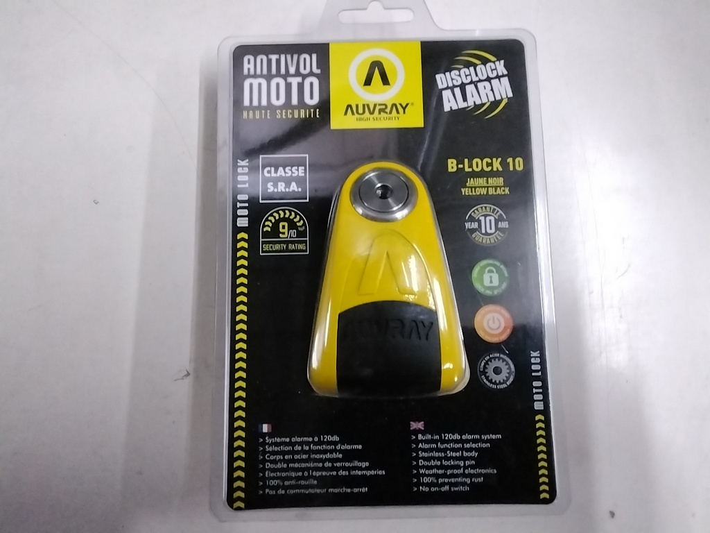 ANTIVOL SRA BLOC DISQUE+ALARME D=10 JAUNE 